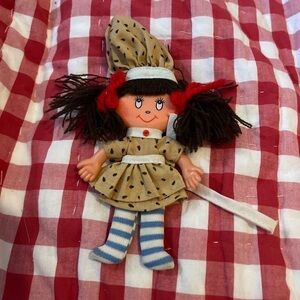Vtg 1970’s Ideal Flatsy Mini Doll Tubber Pokadot Stripes Hong Kong